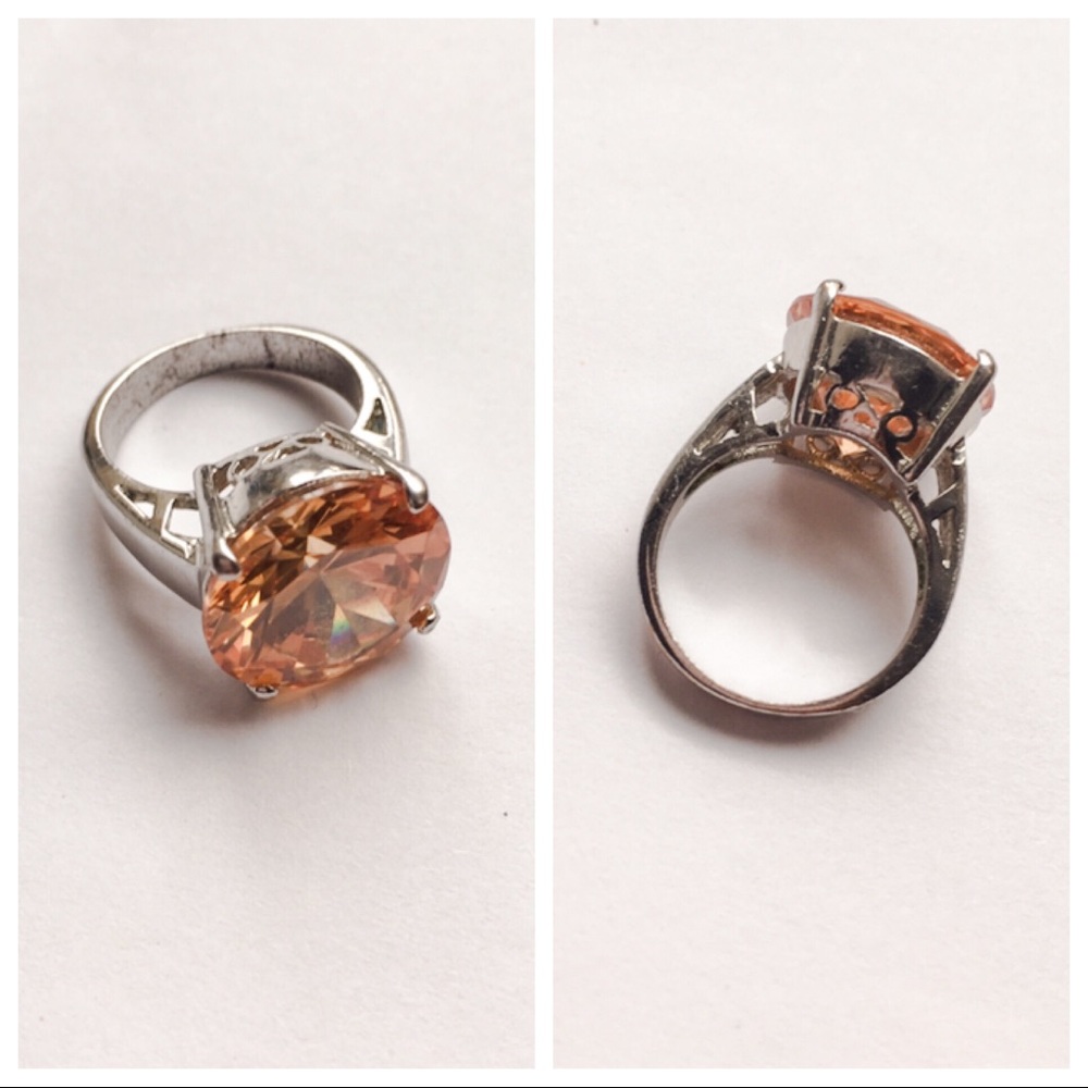 Large Stone Silver Tone Ring - image 3